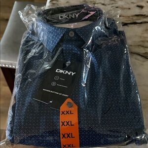 DKNY Men's Navy Patterned Button-Down Shirt